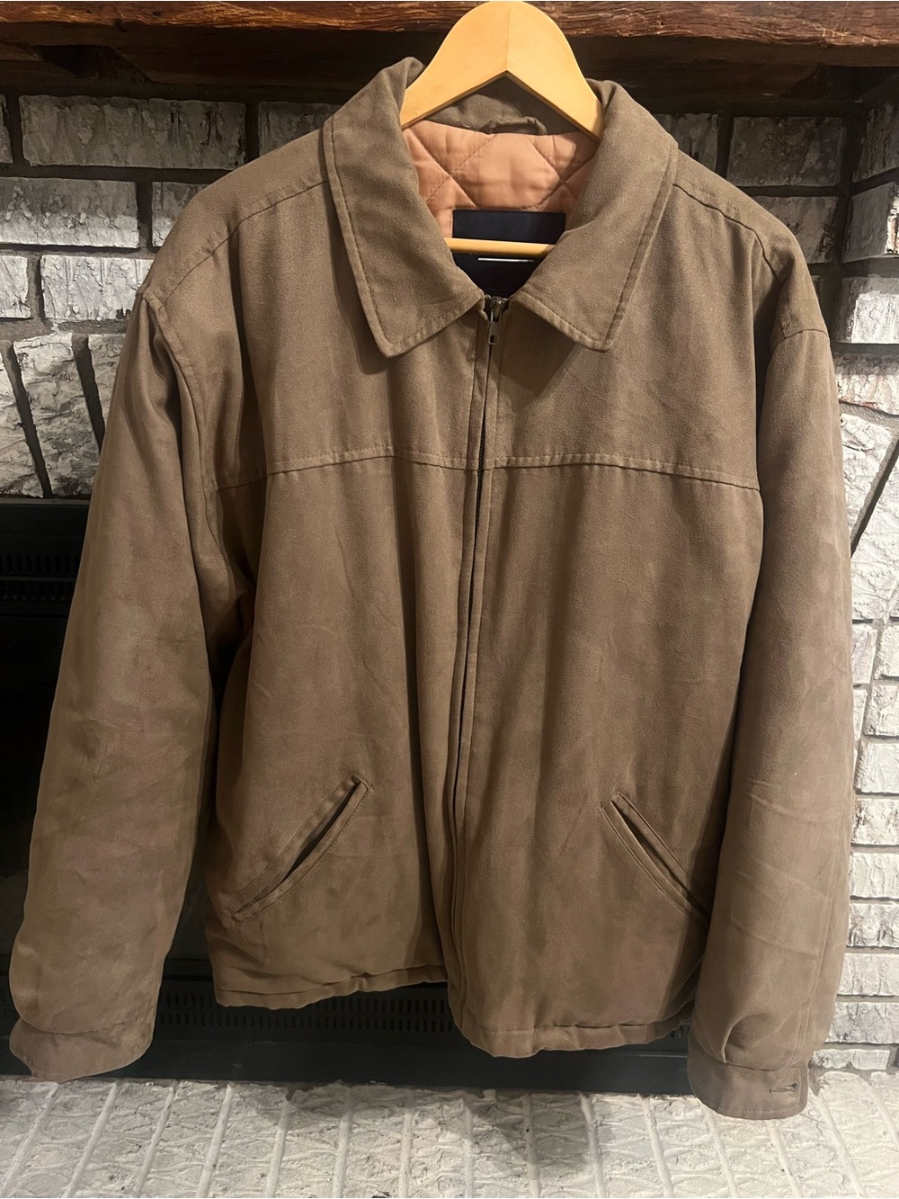 Vintage Van Heusen Taupe Suede Bomber Jacket